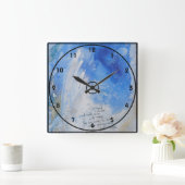 Blue Angel wings, zacht cadeau waterverf Canvas Vierkante Klok (Huis)