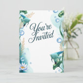 Blue Angelfish Aquarium Wedding Party Uitnodiging (Staand voorkant)