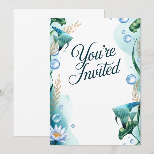 Blue Angelfish Aquarium Wedding Party Uitnodiging (Voorkant / Achterkant)