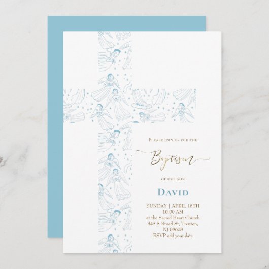 blue angels pattern Holy Cross Baptism Kaart (Voorkant / Achterkant)