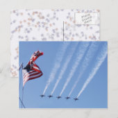 Blue Angels vliegen en een Amerikaanse vlag Briefkaart (Voorkant / Achterkant)