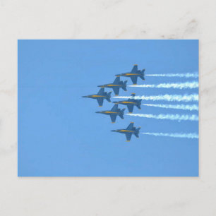 Blue Angels Zes Jet Diagonale Vorming met Rook  Briefkaart