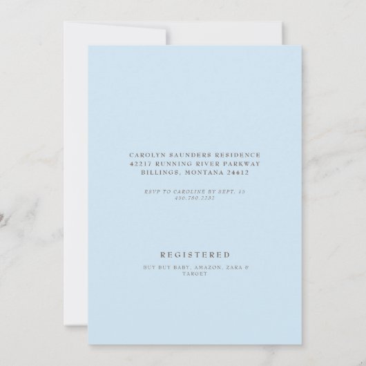 Blue Animal Baby shower Kaart (Achterkant)