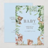 Blue Animal Baby shower Kaart (Voorkant / Achterkant)