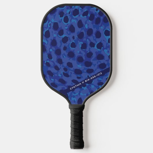 Blue Animal Leopard Print Designer op maat Pickleball Paddle (Voorkant)