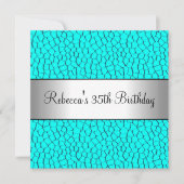 Blue Animal Print 35th Elegant Birthday Party Kaart (Voorkant)