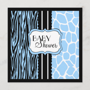 Blue Animal Print-Baby shower Kaart