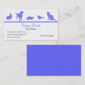 Blue Animal Silhouettes Pet Care Visitekaartje (Voorkant / Achterkant)