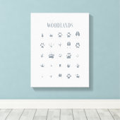 Blue Animal Tracks Woodland Nursery Canvas Afdruk (Insitu (Houten vloer))