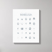 Blue Animal Tracks Woodland Nursery Canvas Afdruk (Voorkant)