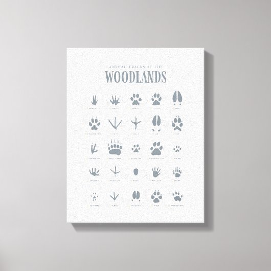 Blue Animal Tracks Woodland Nursery Canvas Afdruk (Voorkant)