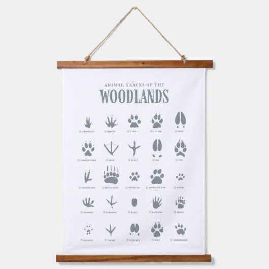 Blue Animal Tracks Woodland Nursery Decor Hangend Wandkleed (Voorkant)