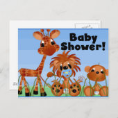 Blue Animals Baby shower Kaarten en Briefkaarten (Voorkant / Achterkant)
