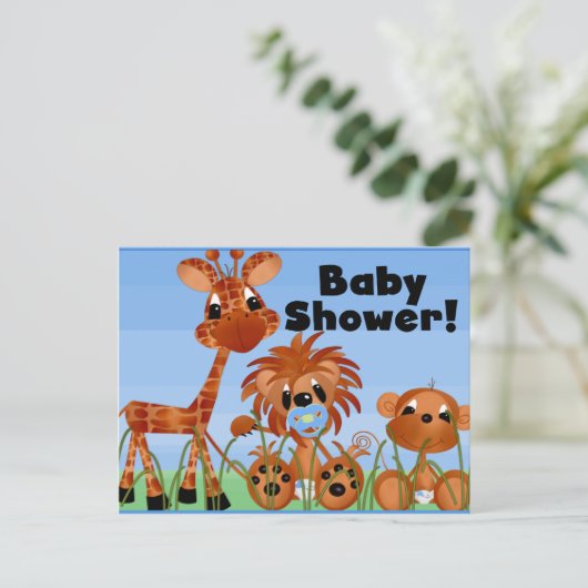 Blue Animals Baby shower Kaarten en Briefkaarten (Staand voorkant)
