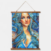 Blue Anime Fantasy Goddess Abstracte Surrealistisc Hangend Wandkleed (Voorkant 2)