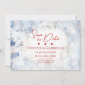 Blue Anjer Bloemen Waterverf 4 juli bruiloft Save The Date (Voorkant)