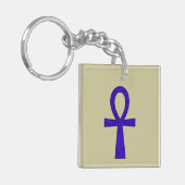 Blue Ankh Acryl Vierkante Sleutelhanger (Voorkant Links)