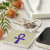 Blue Ankh Acryl Vierkante Sleutelhanger (Voorkant Rechts)