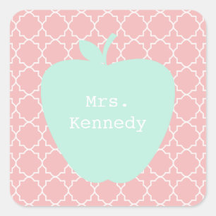 Blue Apple koraal Quatrefoil Leraar Vierkante Sticker