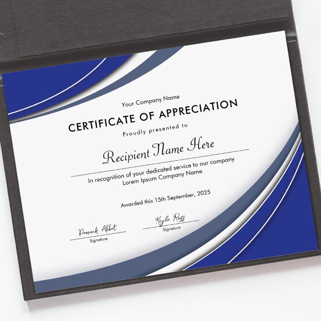 Blue Appreciation Certificate (Certificate of Appreciation)