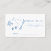 Blue Après Bébé Ski Diaper Raffle Baby Shower Informatiekaartje (Voorkant)