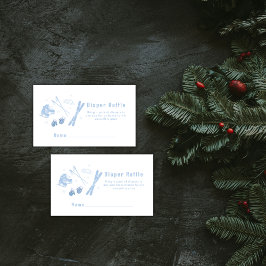 Blue Après Bébé Ski Diaper Raffle Baby Shower Informatiekaartje