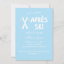 Blue Apres Ski Bachelorette Party Uitnodiging