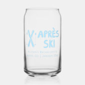 Blue Apres Ski Winter Bachelorette Party Favoriet Blikvorm Glas (Voorkant)
