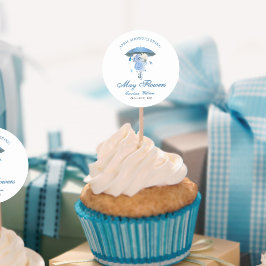 Blue April Showers brengen May Flower Baby shower Ronde Sticker