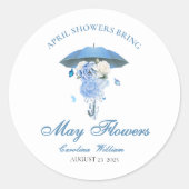 Blue April Showers brengen May Flower Baby shower Ronde Sticker (Voorkant)