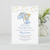 Blue April Showers brengen May Flowers Baby shower Kaart (Staand voorkant)