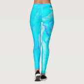 Blue Aqua Abstract Pattern Monogram Active Leggi Leggings (Achterkant)