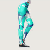 Blue Aqua Abstract Pattern Yoga Leggings (Rechts)