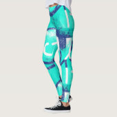 Blue Aqua Abstract Pattern Yoga Leggings (Links)