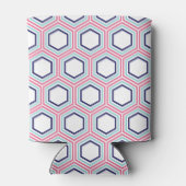 Blue Aqua and Pink Honeycomb Pattern Monogrammed Blikjeskoeler (Achterkant)