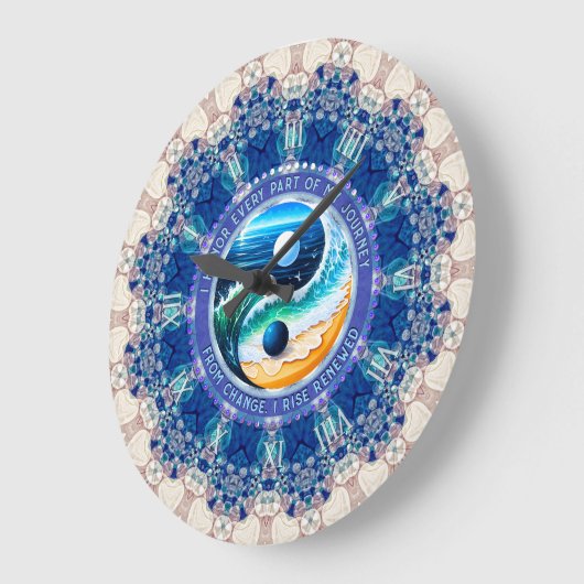 Blue Aqua Balance Rise Journey  Change Affirmation Grote Klok (Hoek)