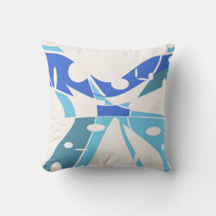 Blue Aqua Blauwgroen op Off-White Abstract Art But Kussen