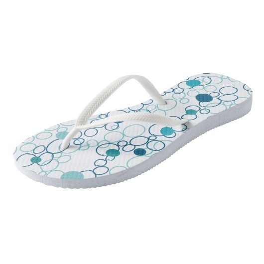 Blue Aqua Circles Stippen Teenslippers (Schuin)