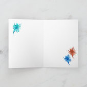 Blue-Aqua-Coral Silhouette conch shell Card Kaart (Binnen)