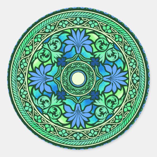 Blue & Aqua Disk Indian Wedding Invitation Sticker (Voorkant)