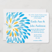 Blue Aqua Floral Chrysanthemum Wedding Invitations Kaart (Voorkant)