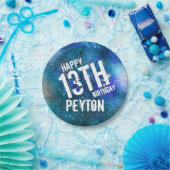 Blue Aqua Galaxy Gepersonaliseerd Verjaardagsfeest Papieren Bordje (Feest)