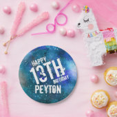 Blue Aqua Galaxy Gepersonaliseerd Verjaardagsfeest Papieren Bordje (Feest)