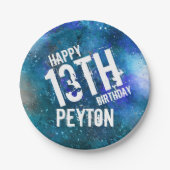 Blue Aqua Galaxy Gepersonaliseerd Verjaardagsfeest Papieren Bordje (Voorkant)