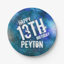 Blue Aqua Galaxy Gepersonaliseerd Verjaardagsfeest