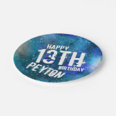 Blue Aqua Galaxy Gepersonaliseerd Verjaardagsfeest Papieren Bordje (Gekanteld)