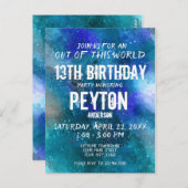 Blue Aqua Galaxy Waterverf Uitnodigen Briefkaart (Voorkant / Achterkant)