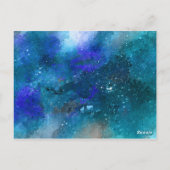 Blue Aqua Galaxy Waterverf Uitnodigen Briefkaart (Achterkant)