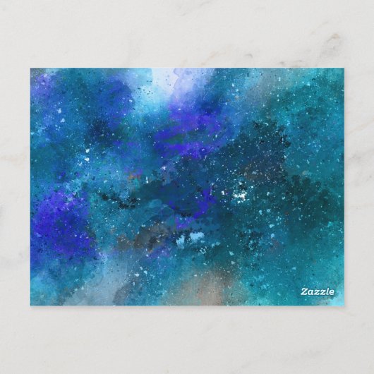 Blue Aqua Galaxy Waterverf Uitnodigen Briefkaart (Achterkant)