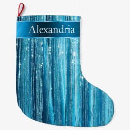 Blue Aqua Glam Glitz Kerstnaam Grote Kerstsok